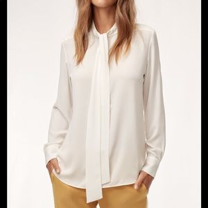 Aritzia Babaton piero pussy-bow blouse white